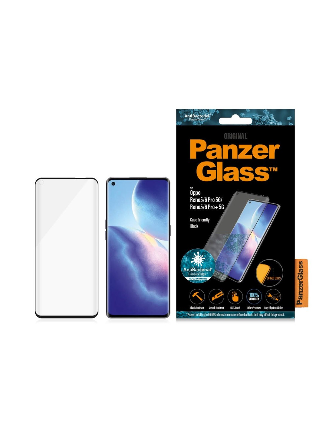 PanzerGlass Oppo Reno 5 Pro Pro Plus 5G Find X3 Neo Black CF Super+ Glass AB