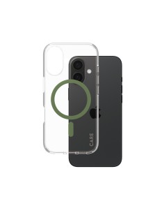 CARE by PanzerGlass Flagship Case Transparent Urban Combat w. Green MagSafe iPhone 16