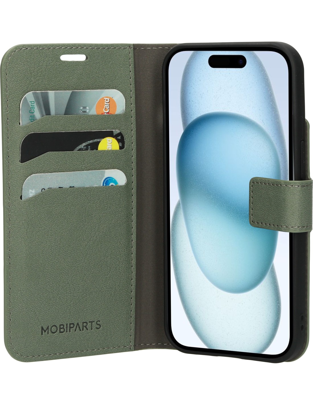Mobiparts Classic Wallet Case Apple iPhone 15 Stone Green
