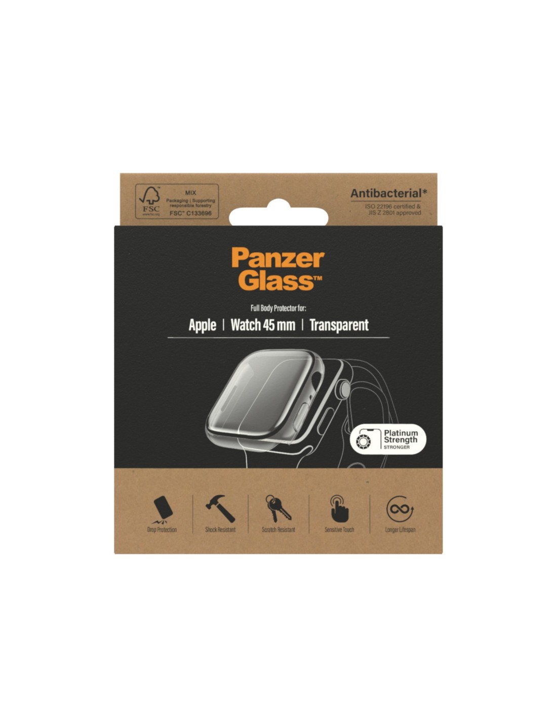 PanzerGlass Full Body Apple Watch 7 45 mm - Clear - Anti-Bacterial