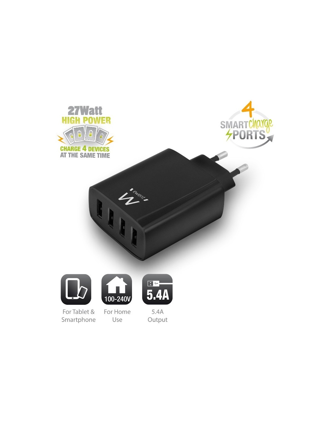 Ewent EW1314 oplader voor mobiele apparatuur Zwart Binnen