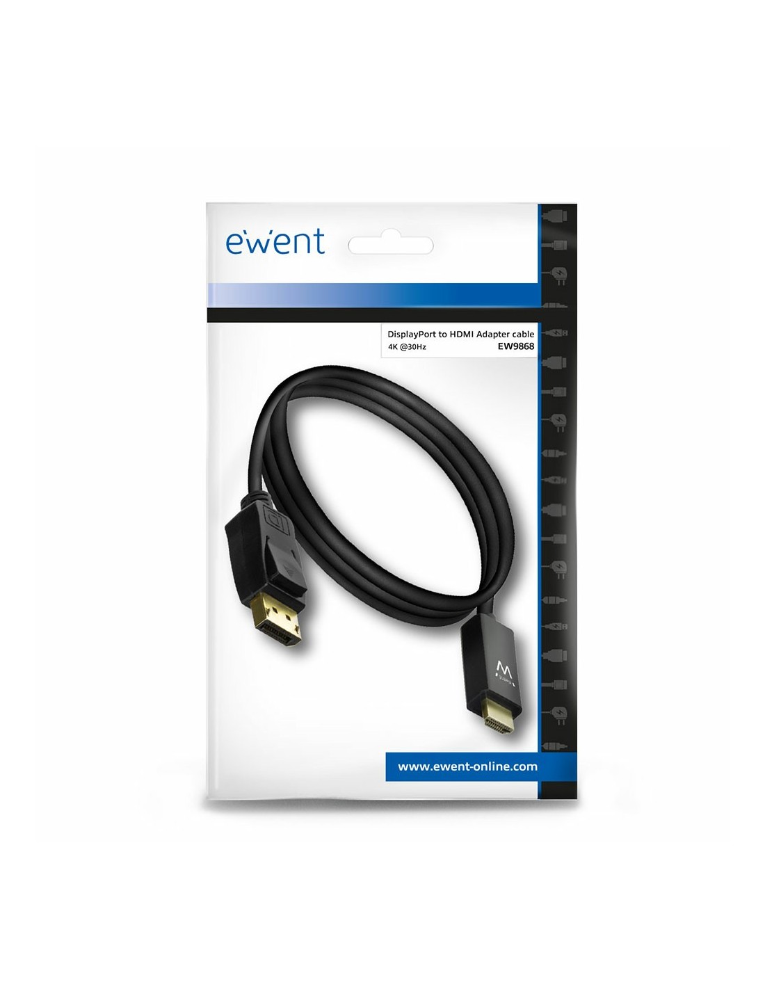 Ewent EW9868 video kabel adapter 1,8 m DisplayPort HDMI Type A (Standaard) Zwart