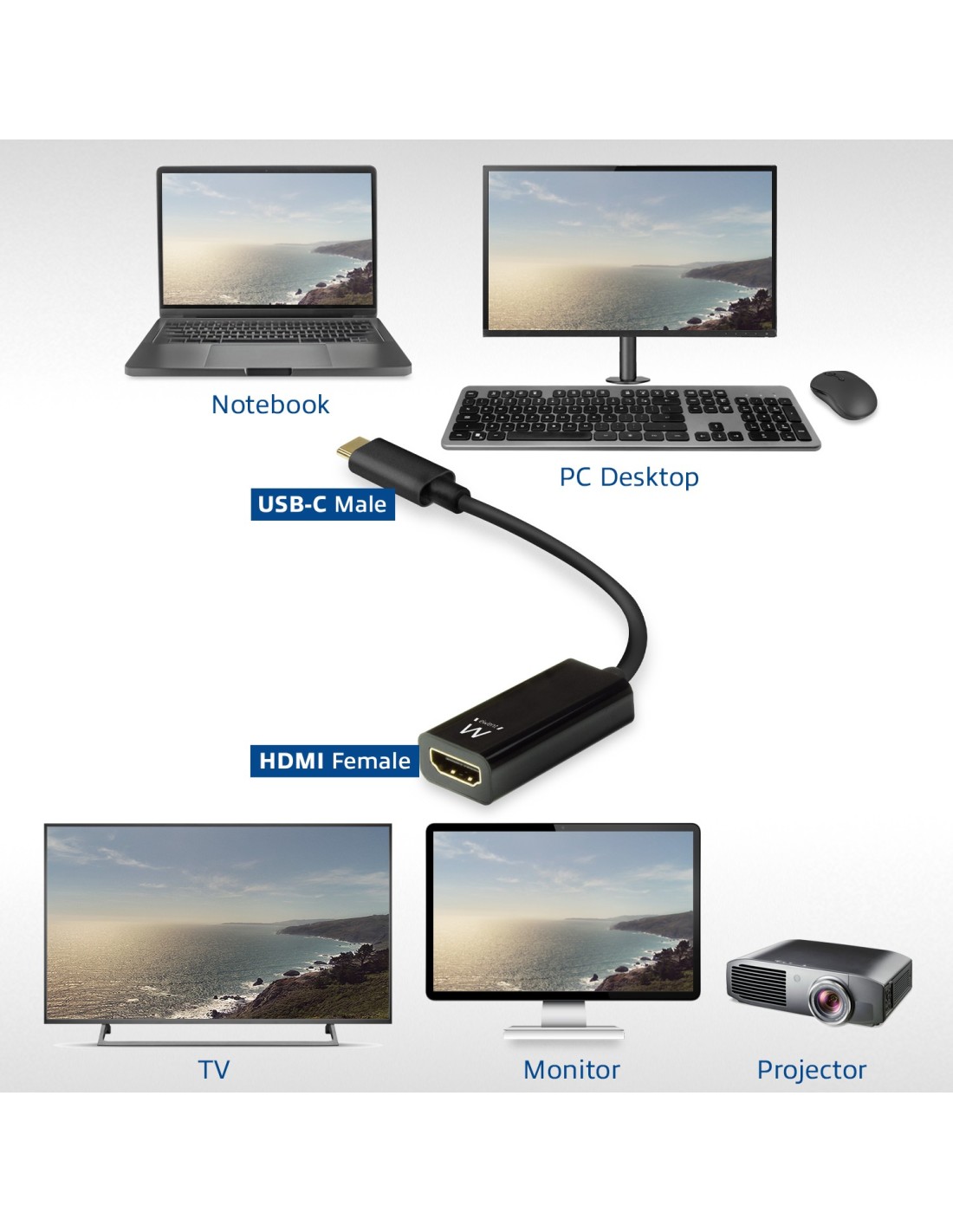 EWENT Converter Type-C - HDMI femal 0.15