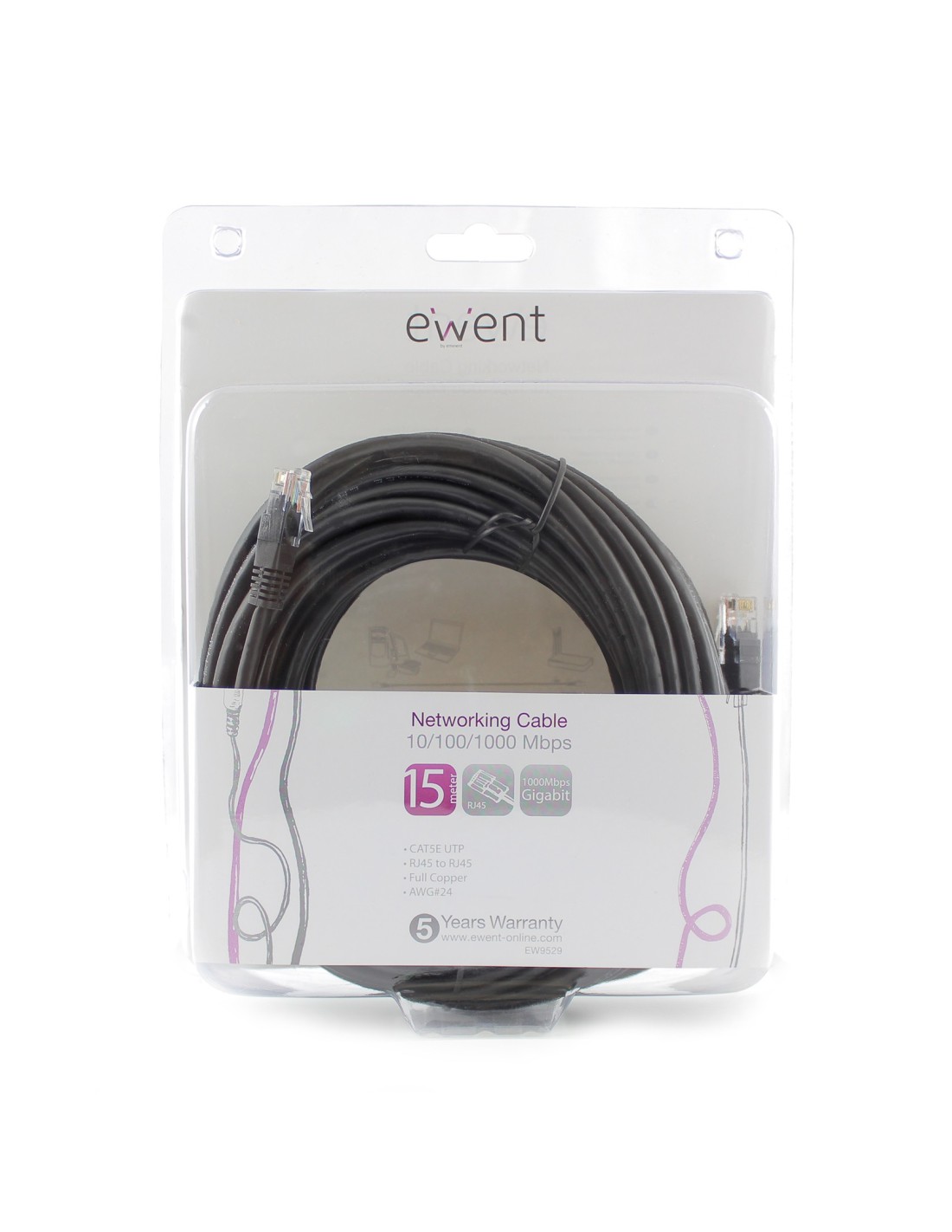 Ewent EW9529 netwerkkabel Zwart 15 m Cat5e U UTP (UTP)