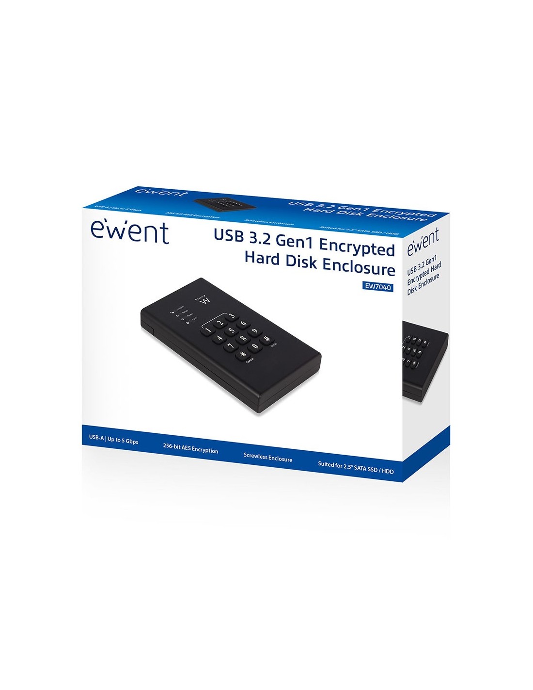 Ewent EW7040 behuizing voor opslagstations HDD- SSD-behuizing Zwart 2.5"