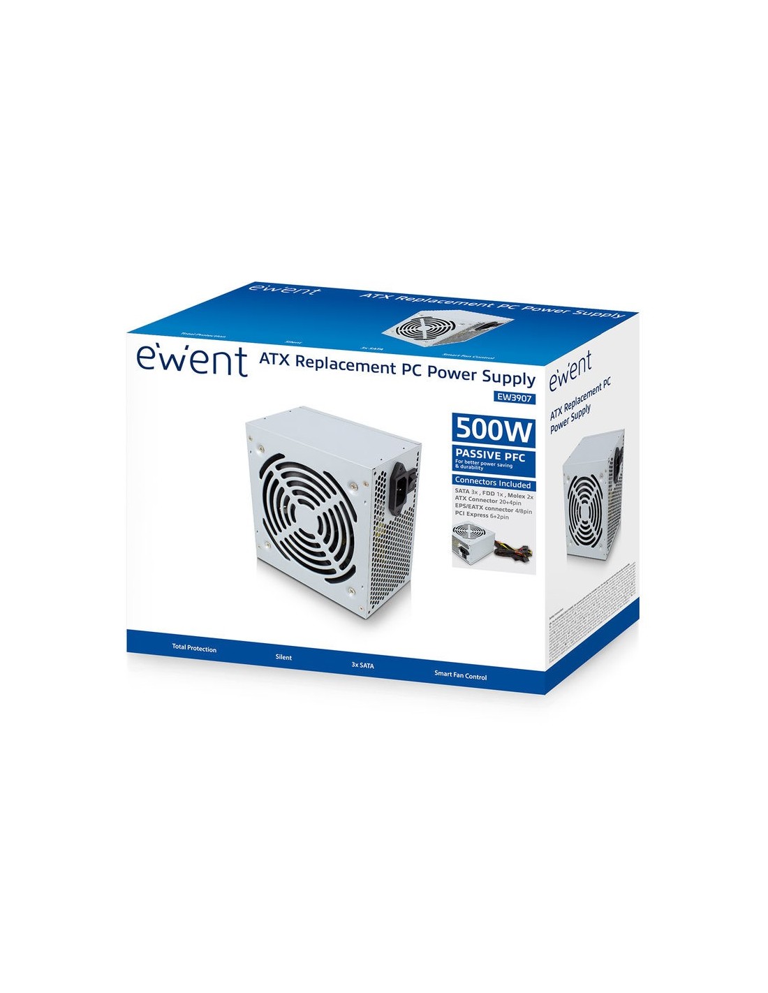 Ewent EW3907 power supply unit 500 W 20+4 pin ATX ATX Grijs