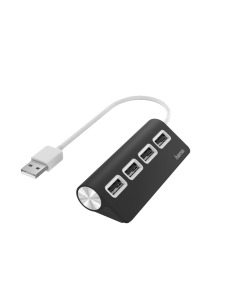 USB-hub, 4-poorts, USB 2.0, 480 Mbit/s, zwart