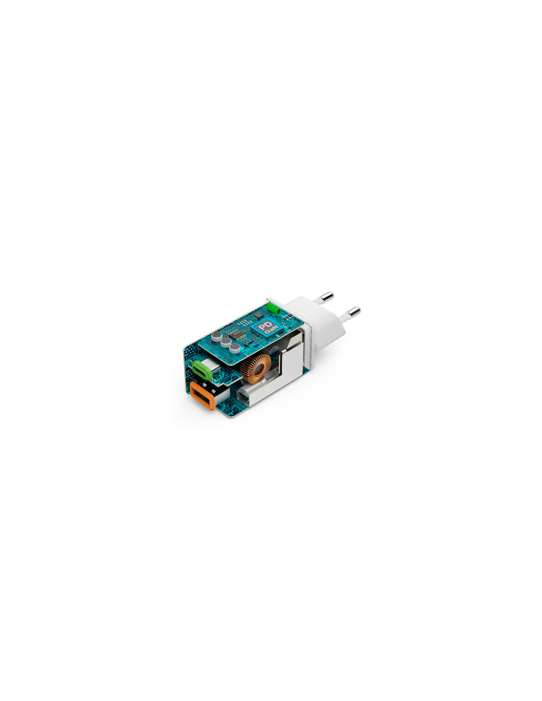 Hama Snellader, 1x USB-C PD, 1x USB-A QC, mini-oplader, 45 W, wit Adapter