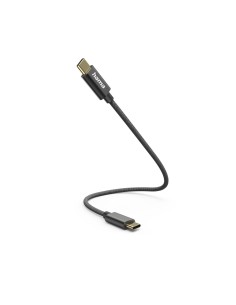 Oplaadkabel, USB-C - USB-C, 0,2 m, nylon, zwart