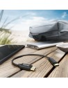 Oplaadkabel, USB-C - USB-C, 0,2 m, nylon, zwart