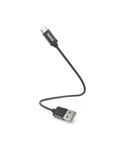Oplaadkabel, USB-A - USB-C, 0,2 m, nylon, zwart