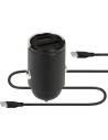 Mobiparts Car Charger Dual USB-C USB-A with USB-C USB-C Cable Black