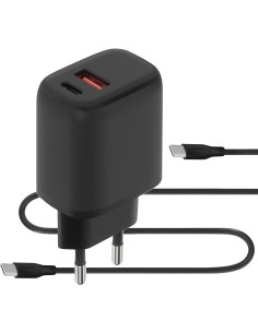 Mobiparts Wall Charger Dual USB-C USB-A with USB-C to USB-C cable Black