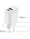 Mobiparts Wall Charger Dual USB-C USB-A with USB-C to USB-C cable White