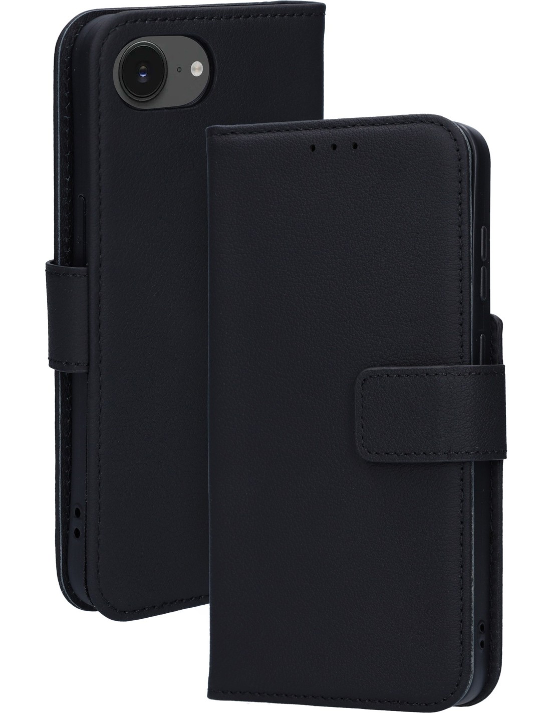 Mobiparts Leather Wallet Case Apple iPhone 16e Black (MagSafe Compatible)