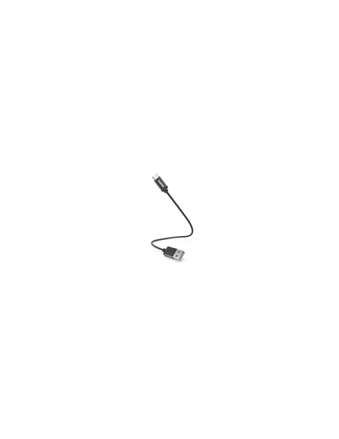 Oplaadkabel, USB-A - USB-C, 0,2 m, nylon, zwart
