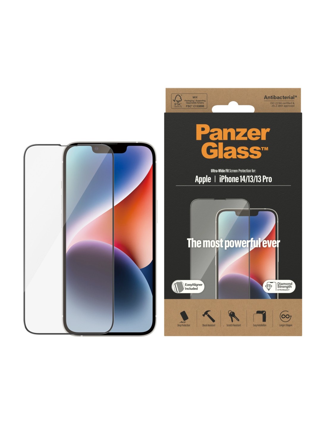 PanzerGlass Apple iPhone 14 13 13 Pro Black UWF Super+ Glass AB with EasyAligner