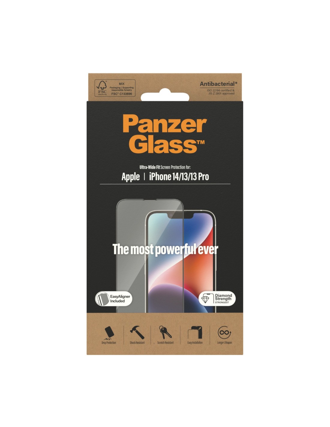 PanzerGlass Apple iPhone 14 13 13 Pro Black UWF Super+ Glass AB with EasyAligner