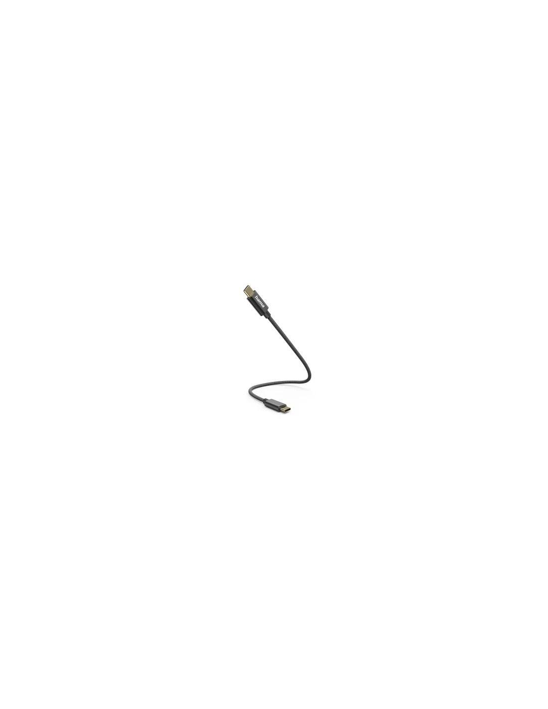 Oplaadkabel, USB-C - USB-C, 0,2 m, nylon, zwart