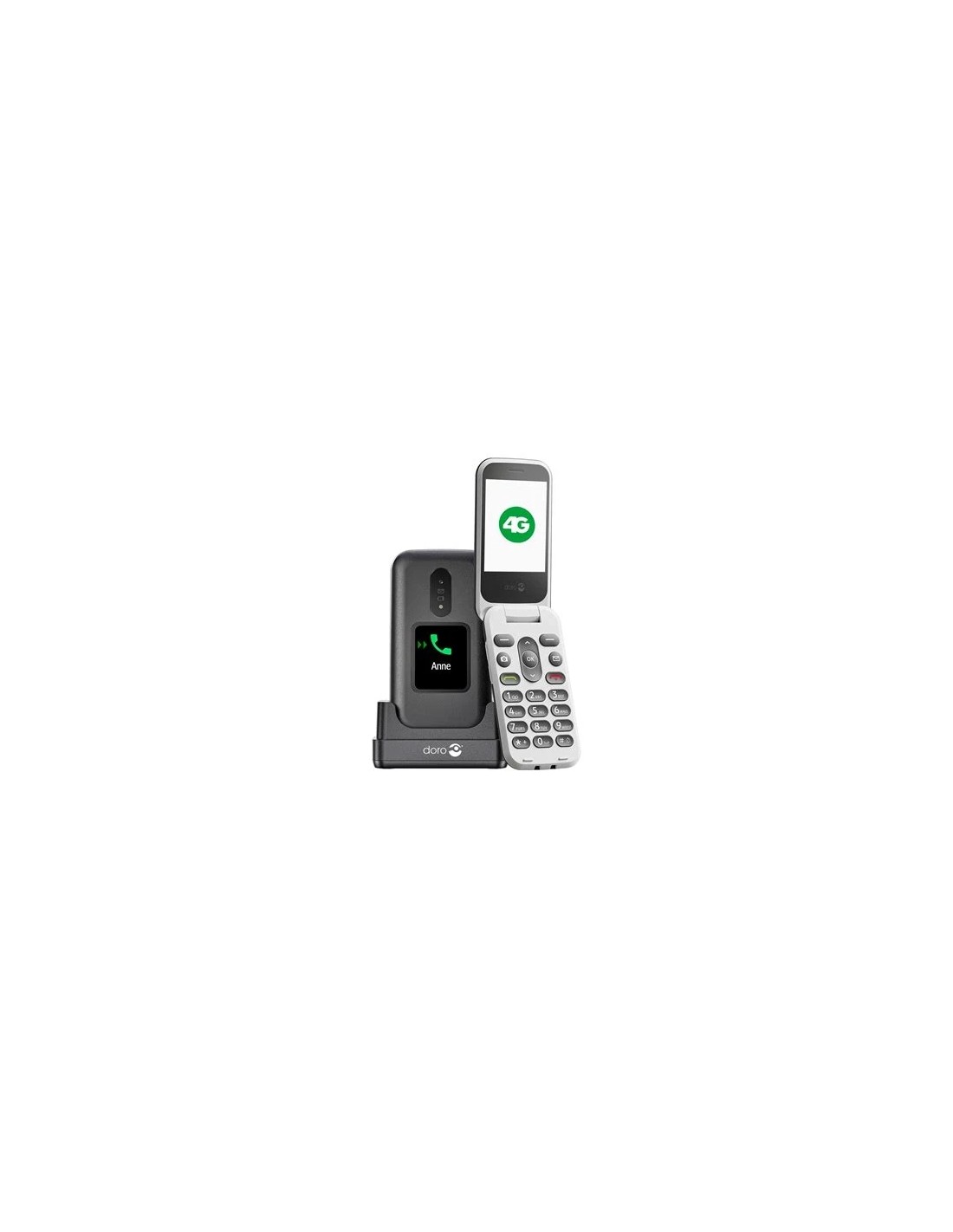 Doro 2880 4G Black/White + Cradle Smartphone