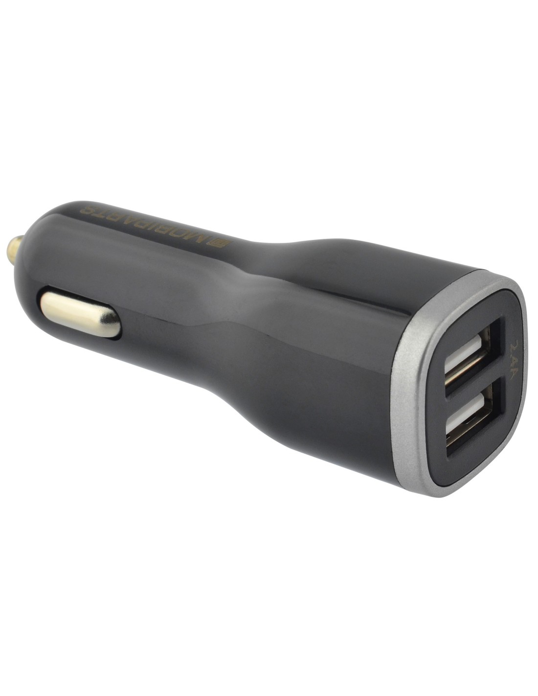 Mobiparts Car Charger Dual USB 12W 2.4A + USB-C Cable Black