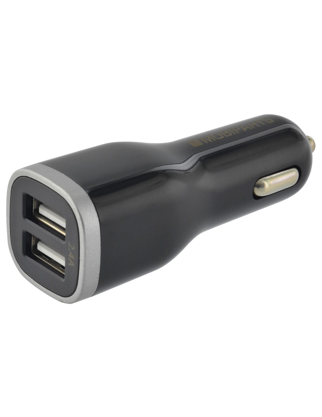 Mobiparts Car Charger Dual USB 12W 2.4A + USB-C Cable Black