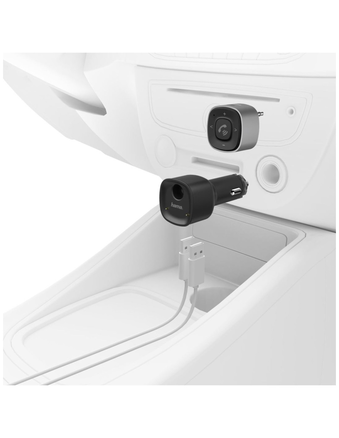 Bluetooth®-receiver voor auto, met 3,5-mm-stekker en USB-oplader