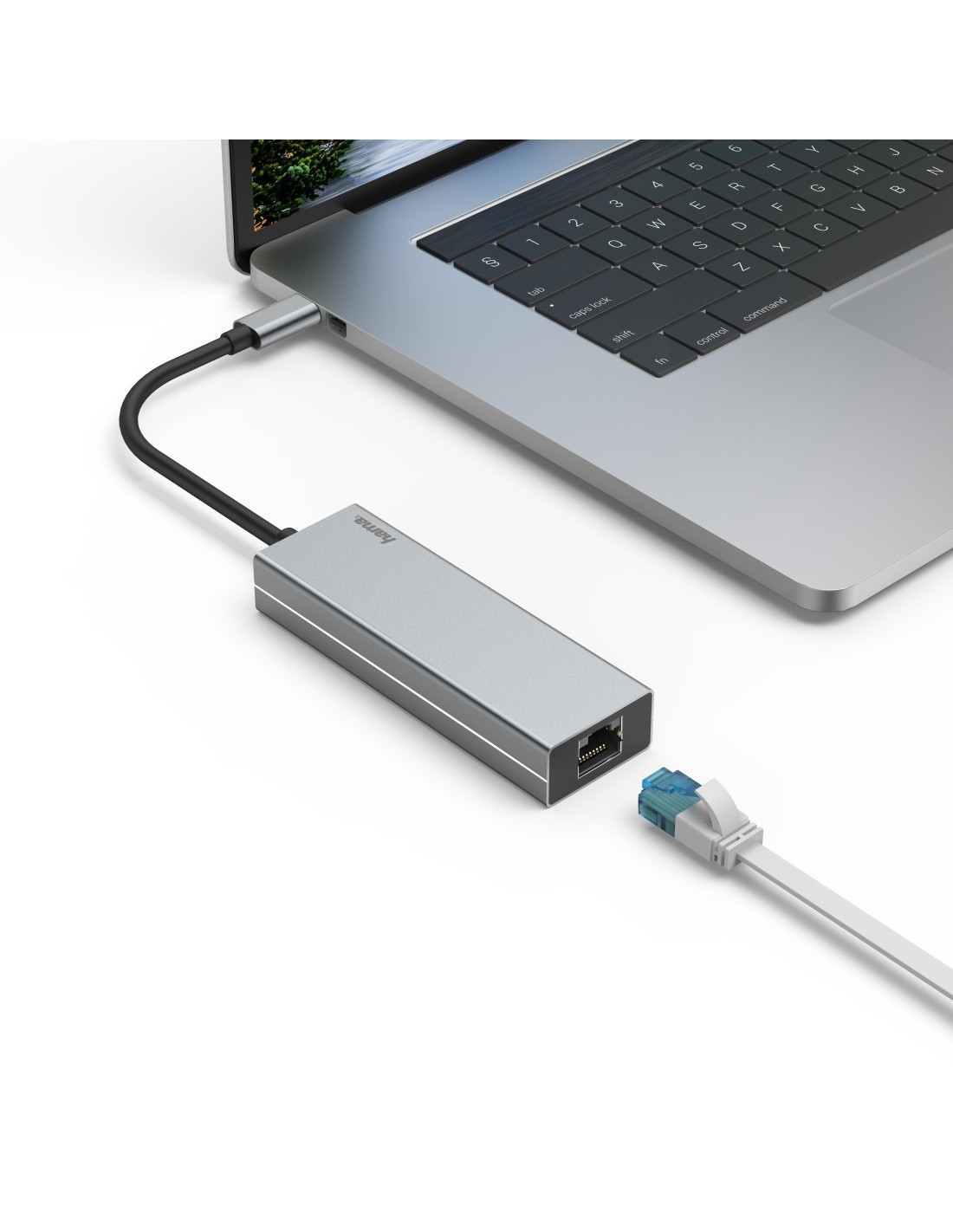 USB-C-multiport-adapter, 4-poorts, 2x USB-A, USB-C, LAN ethernet