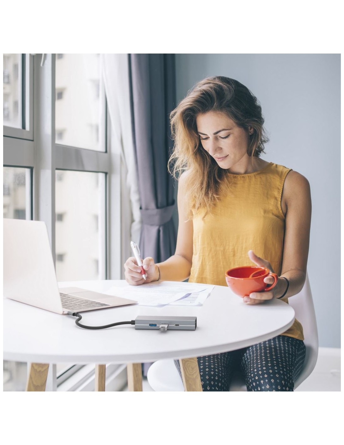 USB-C-multiport-adapter, 4-poorts, 2x USB-A, USB-C, LAN/ethernet