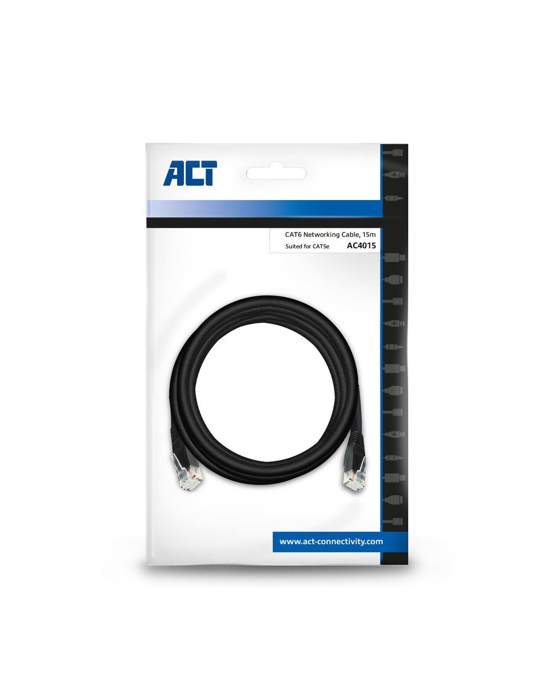 ACT netwerkkabel | Cat6 | U/UTP (UTP) | 15 m | Zwart | AC4015