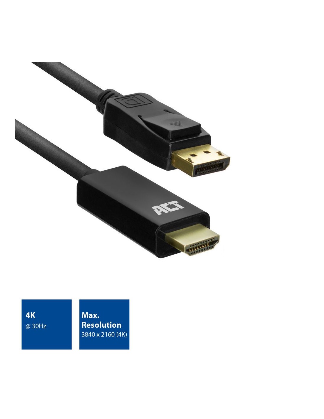 ACT AC7550 | DisplayPort naar HDMI Kabel | 1,8 m | Zwart