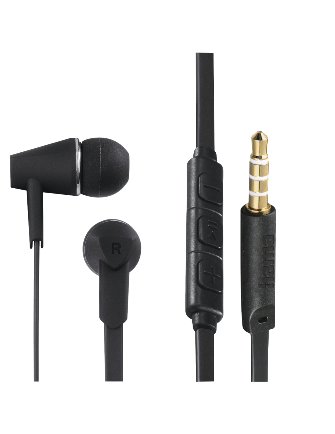 Oordopjes Joy, in-ear, microfoon, platte kabel, zwart