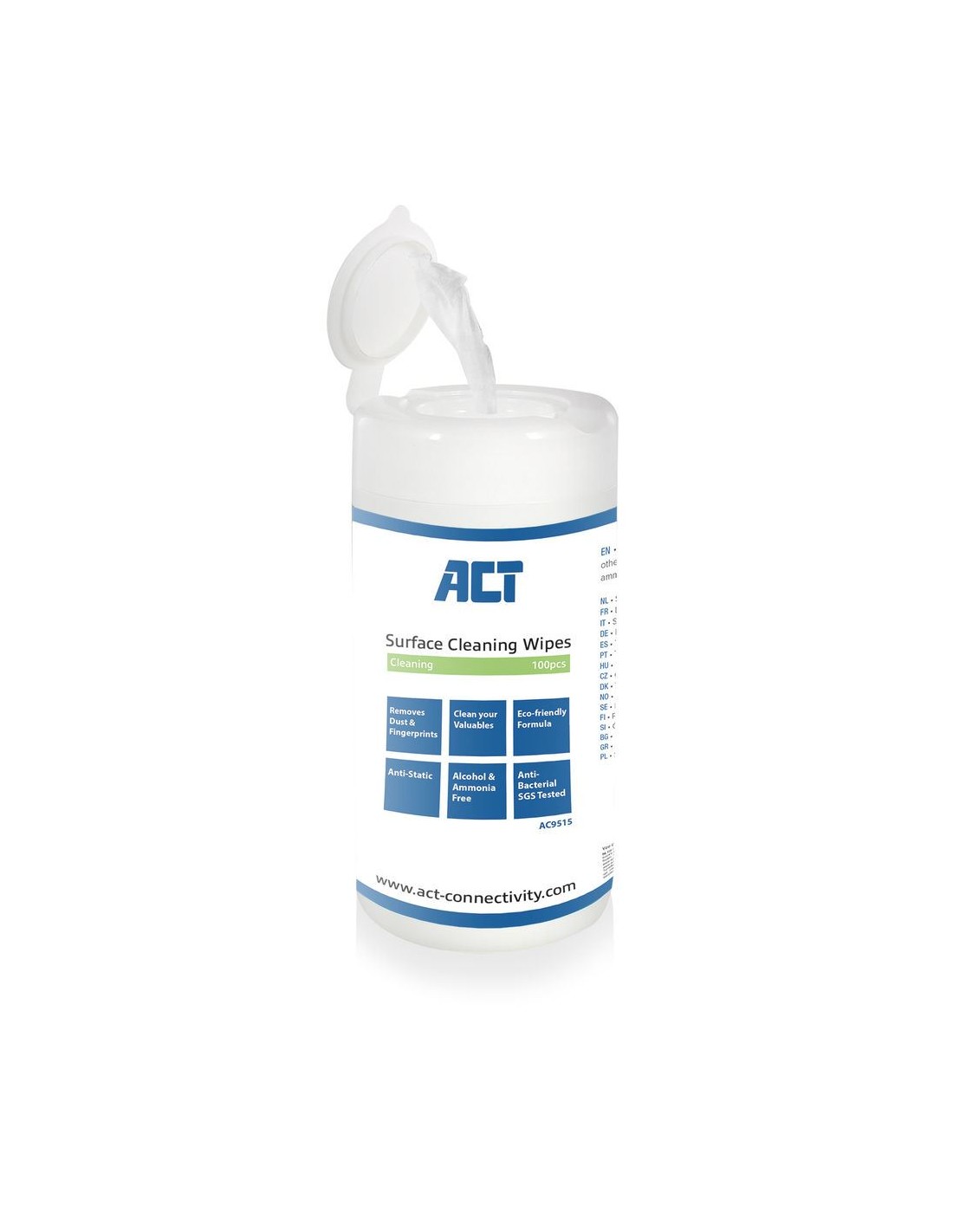 ACT AC9515 Schoonmaakdoekjes voor Beeldschermen | 100 stuks