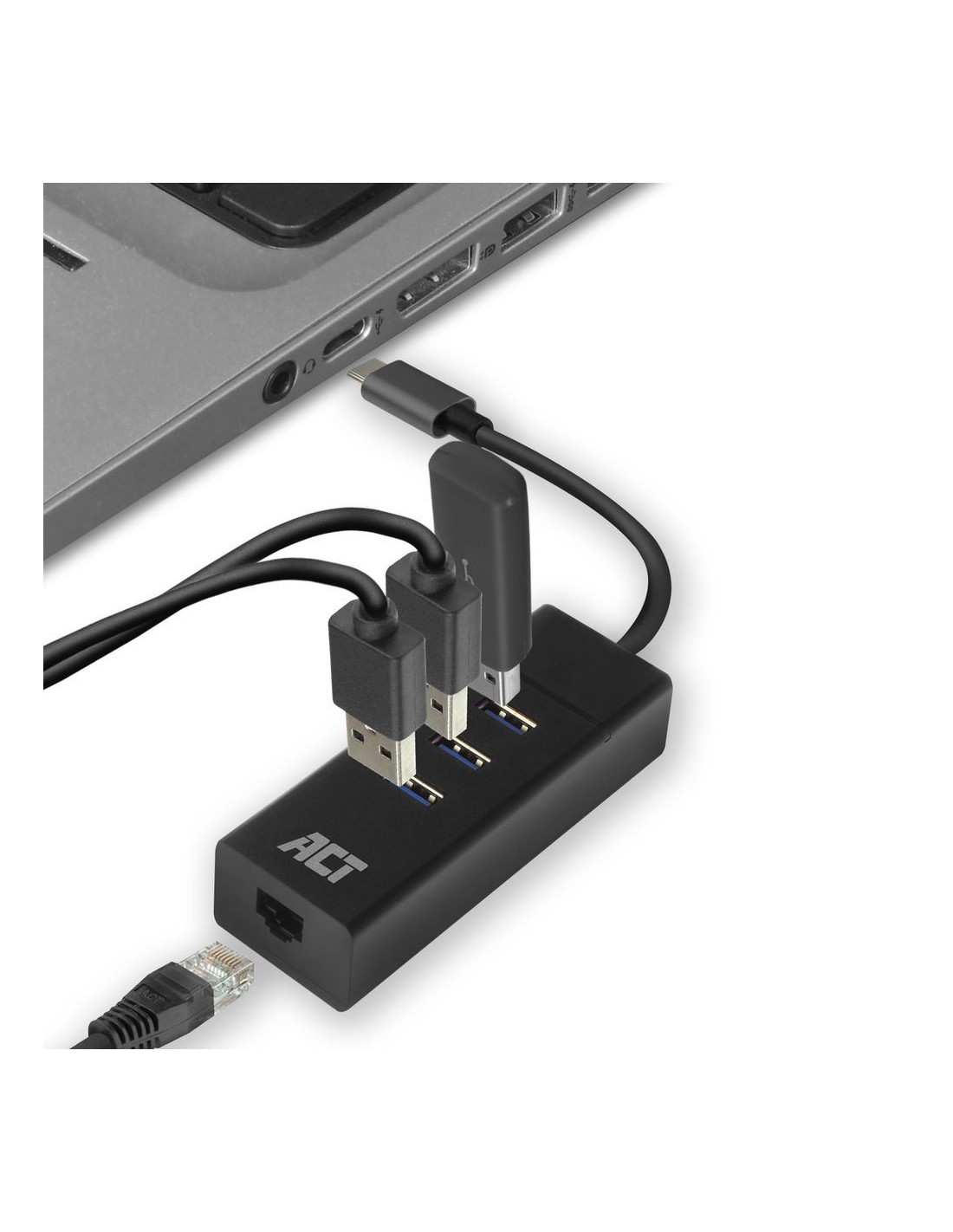 ACT AC6400 interface hub USB 3.2 Gen 1 (3.1 Gen 1) Type-C 5000 Mbit/s Zwart