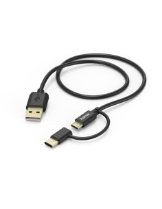 Laad Synchrokabel 2 in 1 USB type-C - micro USB 1m zwart 2