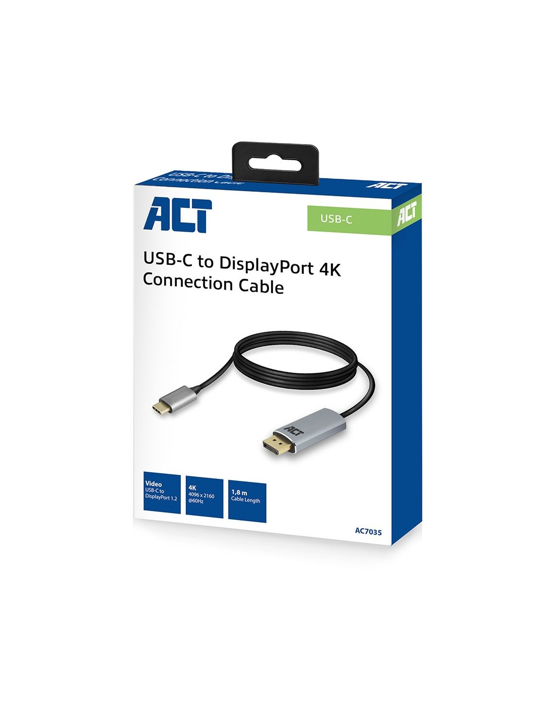 ACT AC7035 | USB-C naar DisplayPort Kabel | 1,8 m