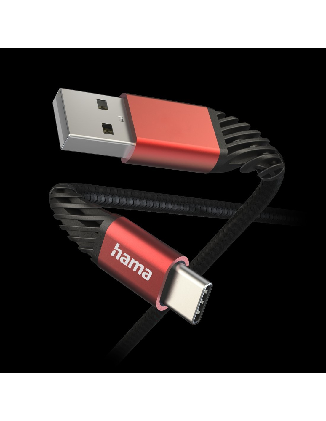 Hama Hama Oplaadkabel "Extreme", USB-A - USB-C, 1,5 m, nylon, zwart rood Kabel