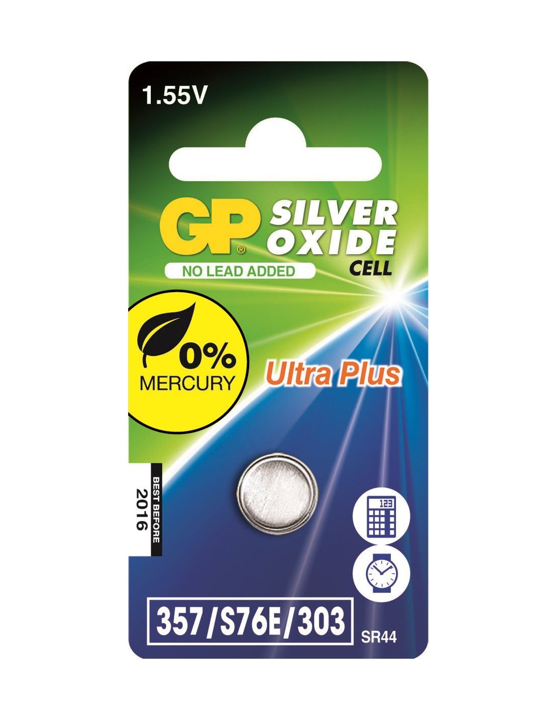 GP Horlogebatterij 357 (SR44W) High Drain (1-pack)
