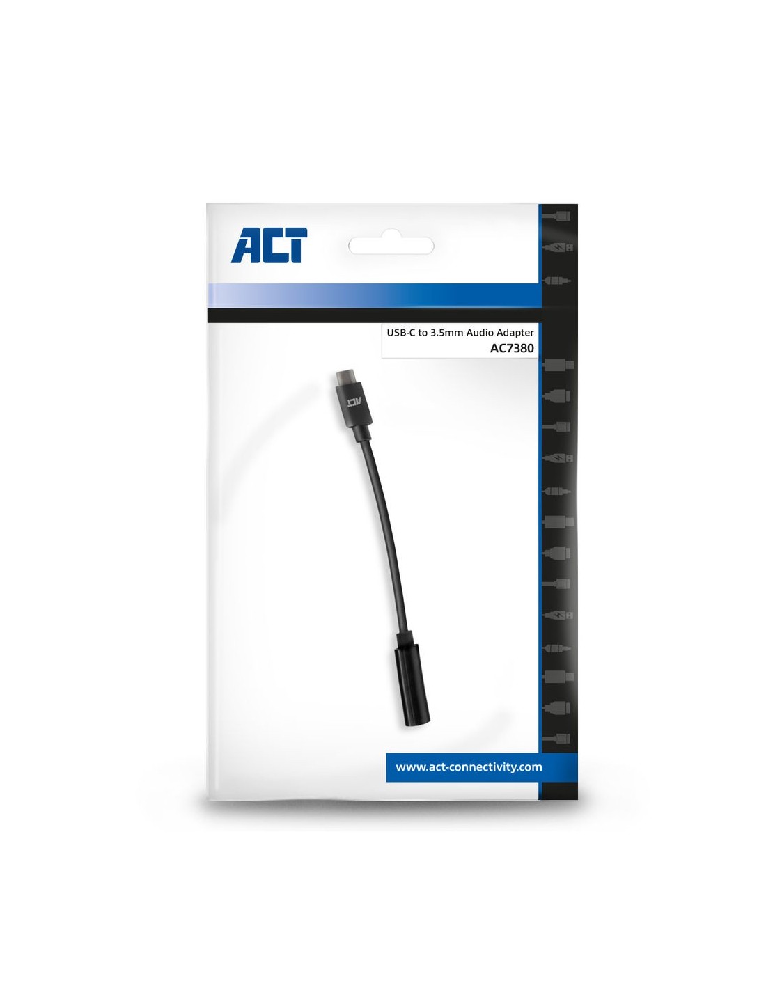 ACT AC7380 | 3.5mm naar USB Type-C | 0,11 Meter | Audiokabel Tussenstuk | Zwart