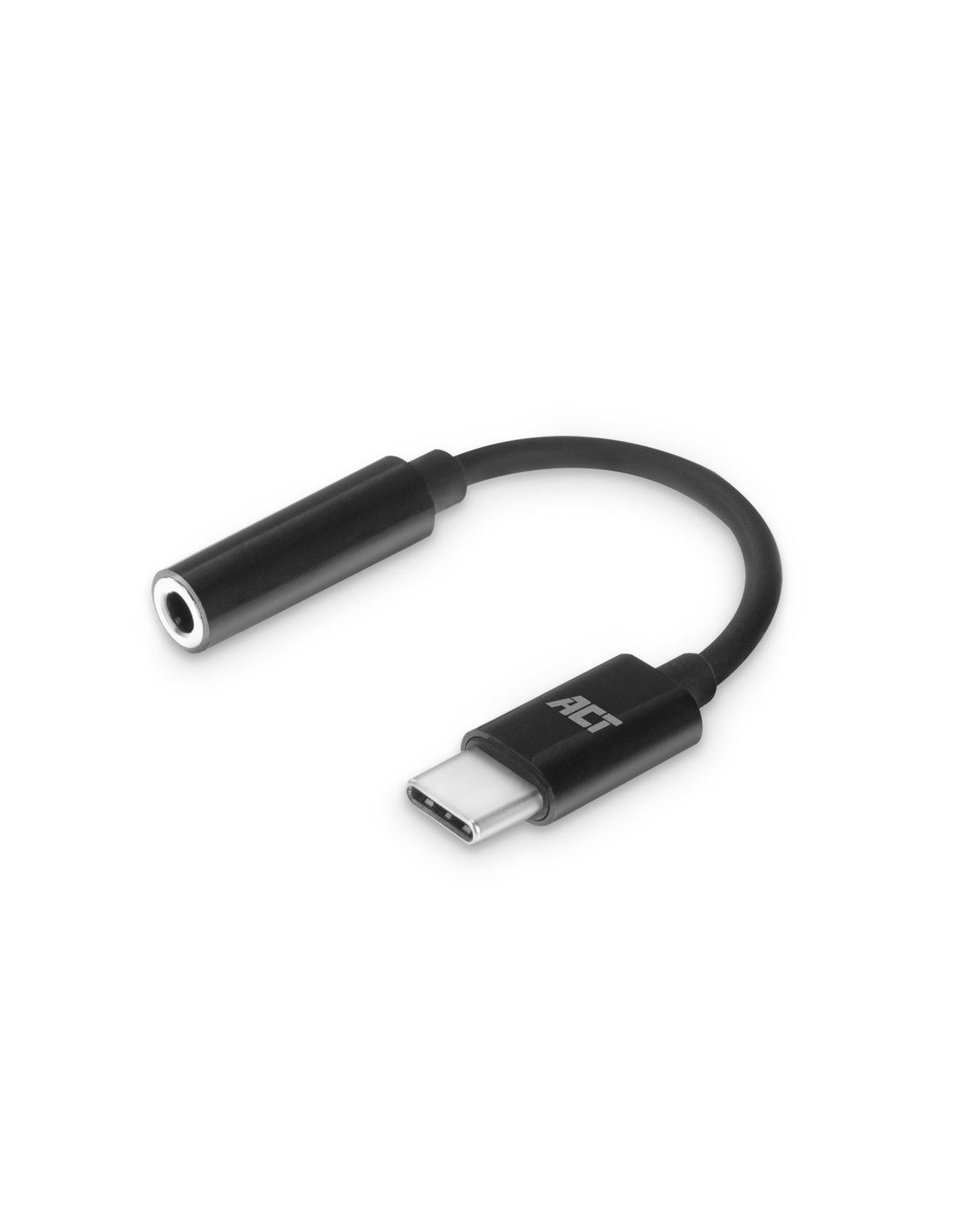 ACT AC7380 | 3.5mm naar USB Type-C | 0,11 Meter | Audiokabel Tussenstuk | Zwart