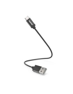 Oplaadkabel, USB-A - USB-C, 0,2 m, nylon, zwart 2