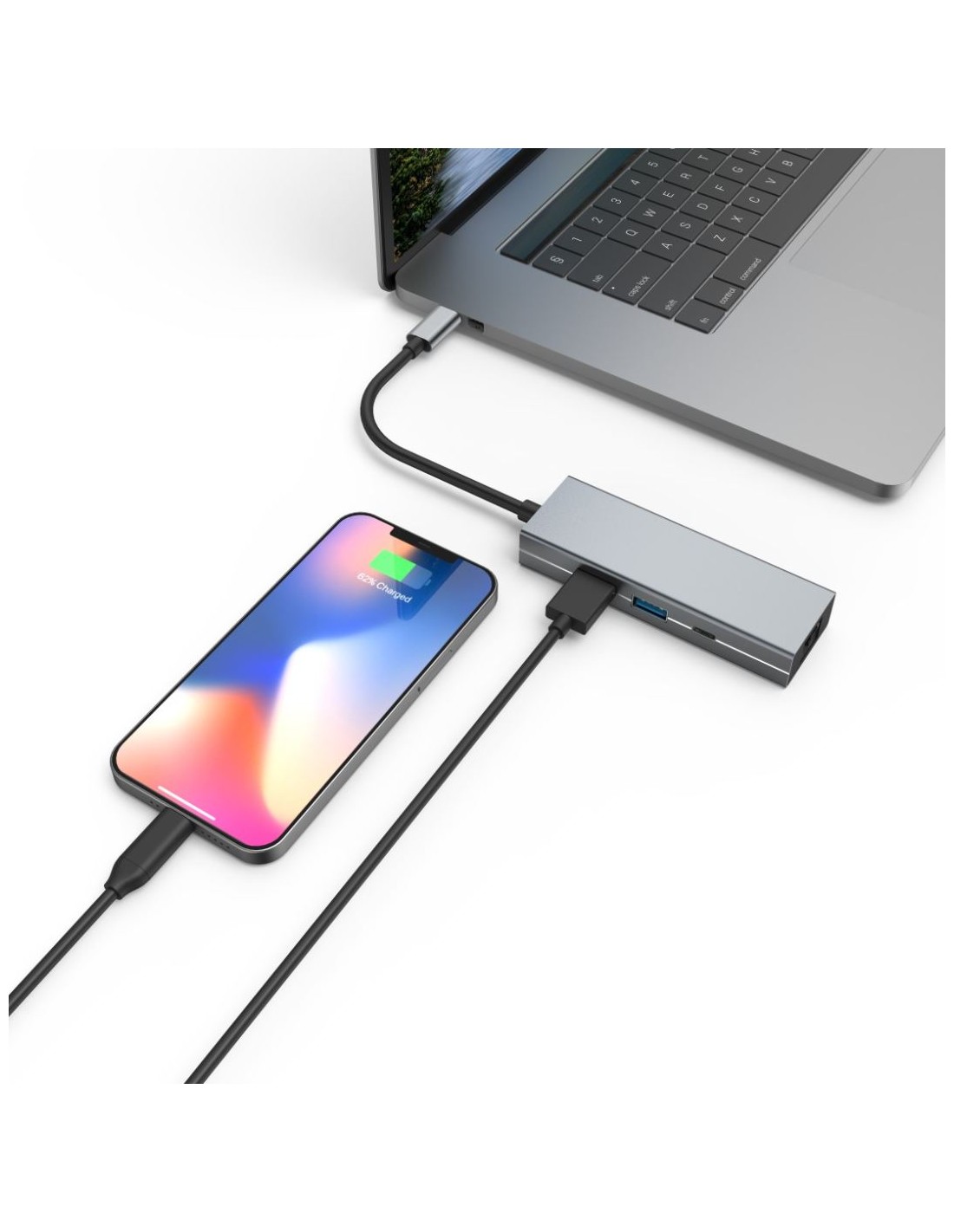 USB-C-multiport-adapter, 4-poorts, 2x USB-A, USB-C, LAN/ethernet