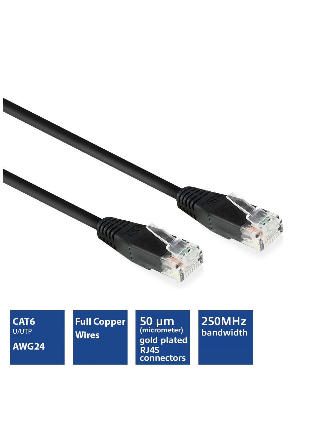 ACT netwerkkabel | Cat6 | U/UTP (UTP) | 0,9 m | Zwart | AC4000