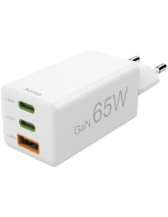 Hama Snellader, 2x USB-C PD, 1x USB-A QC, mini-oplader, 65W, wit Adapter 2