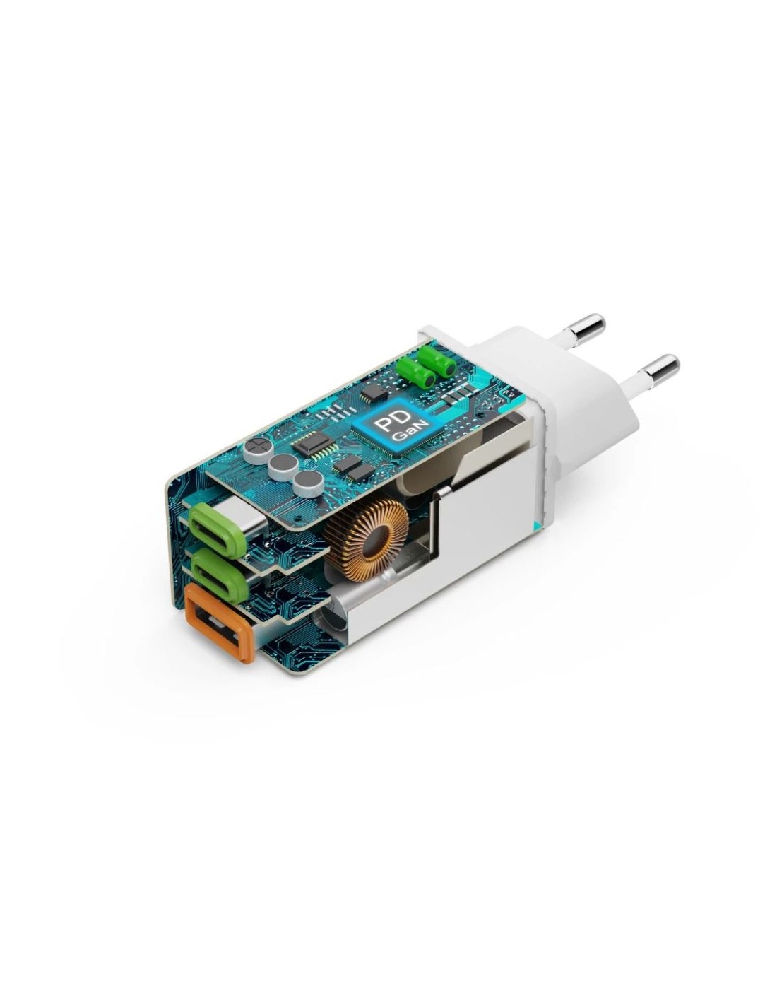 Hama Snellader, 2x USB-C PD, 1x USB-A QC, mini-oplader, 65W, wit Adapter