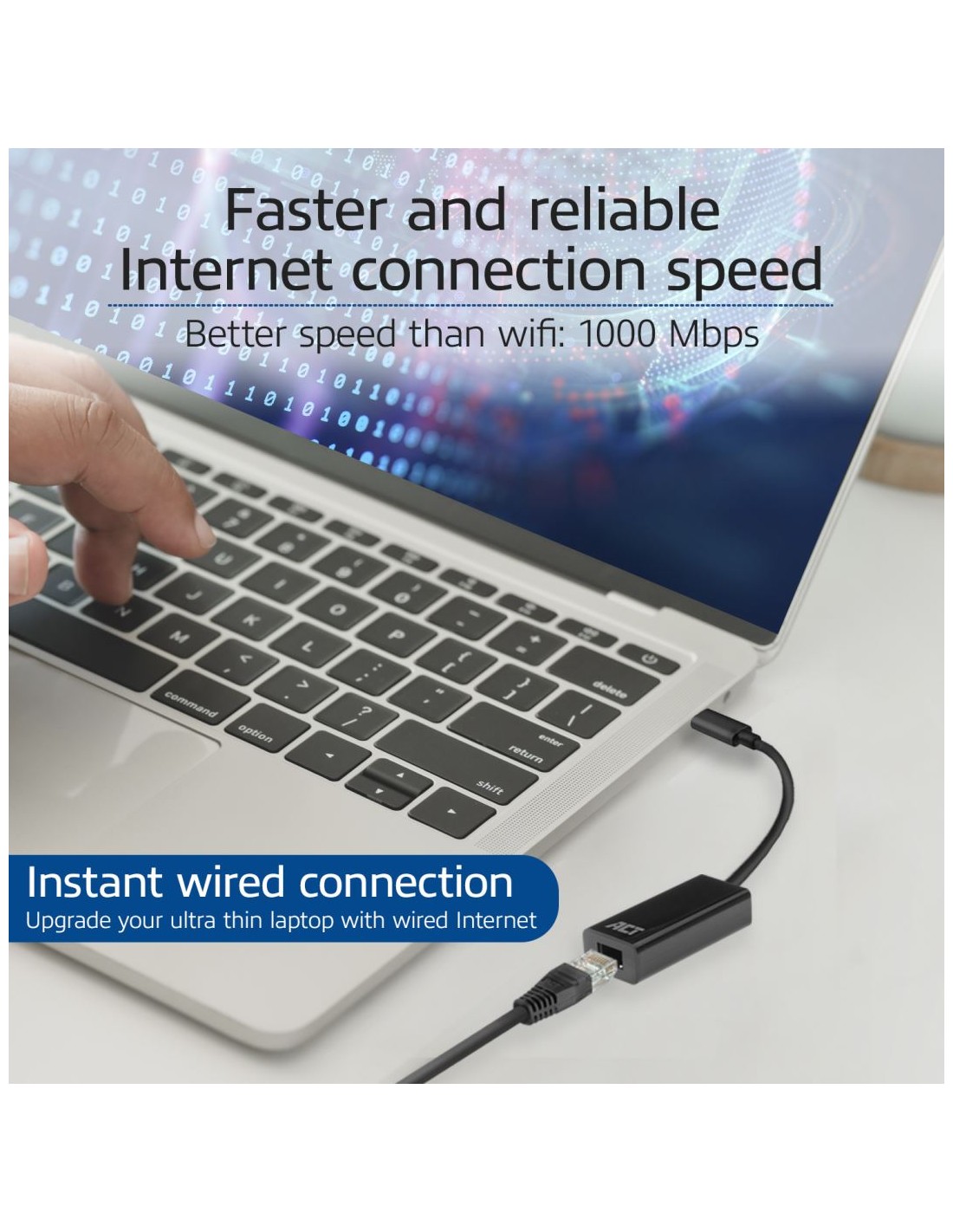 ACT AC7335 | USB-C naar Gigabit Ethernet Adapter | 10/100/1000 Mbps | Plug & Play