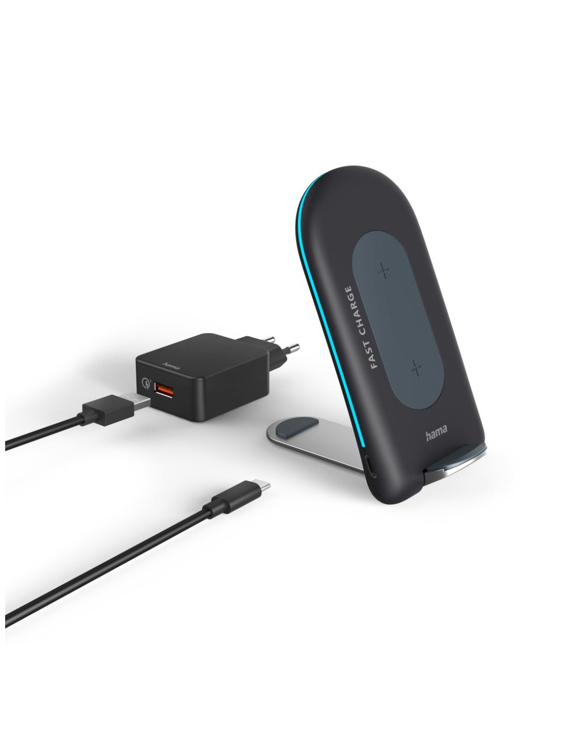 Wireless Charger-Set QI-FC15S, 15 W, Anthracite