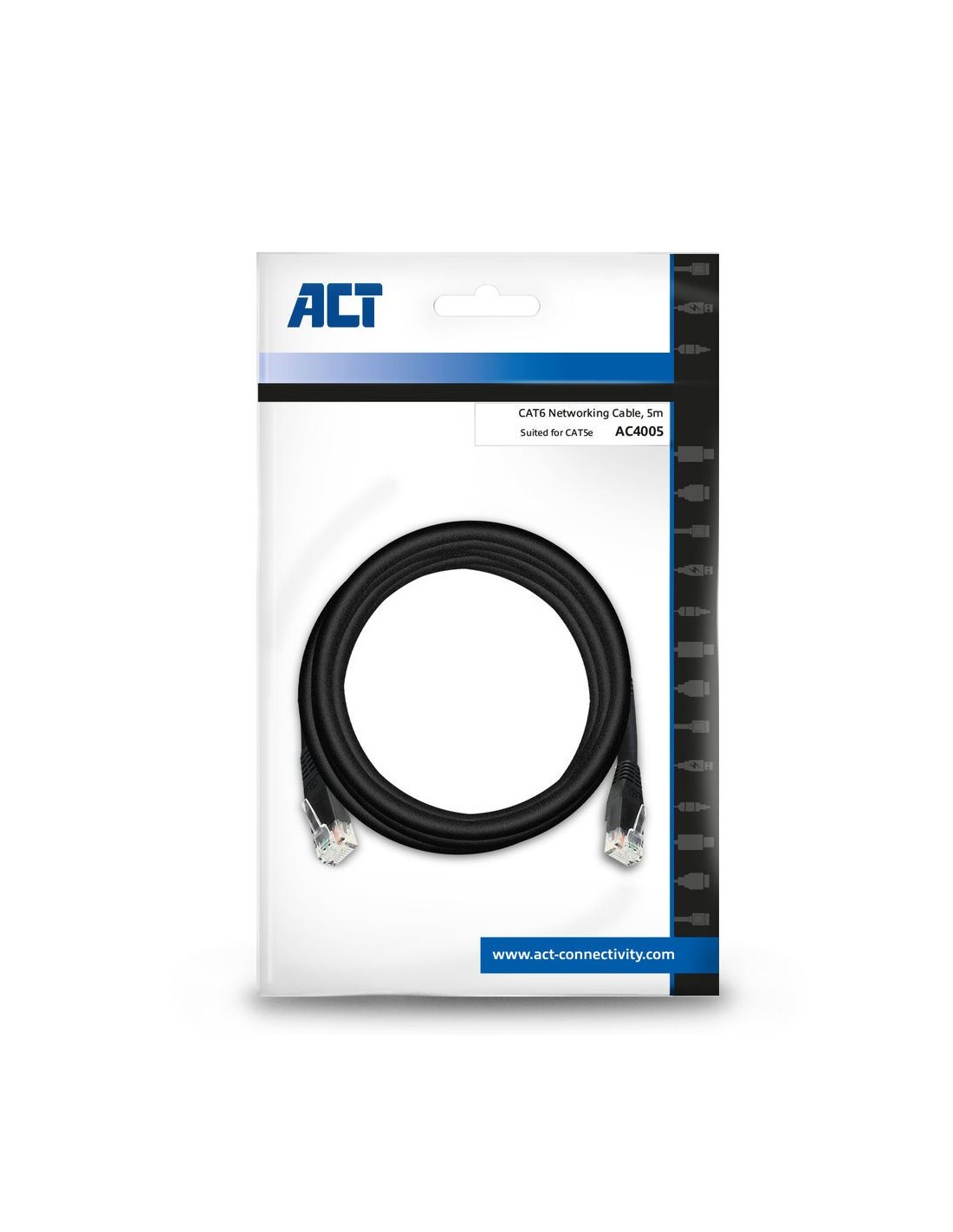 ACT netwerkkabel | Cat6 | U/UTP (UTP) | 5 m | Zwart | AC4005