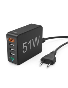 Oplaadstation, 51 watt, 5-voudig (1xQC3.0, 3xUSB-A, 1xUSB-C PD), zwart 2