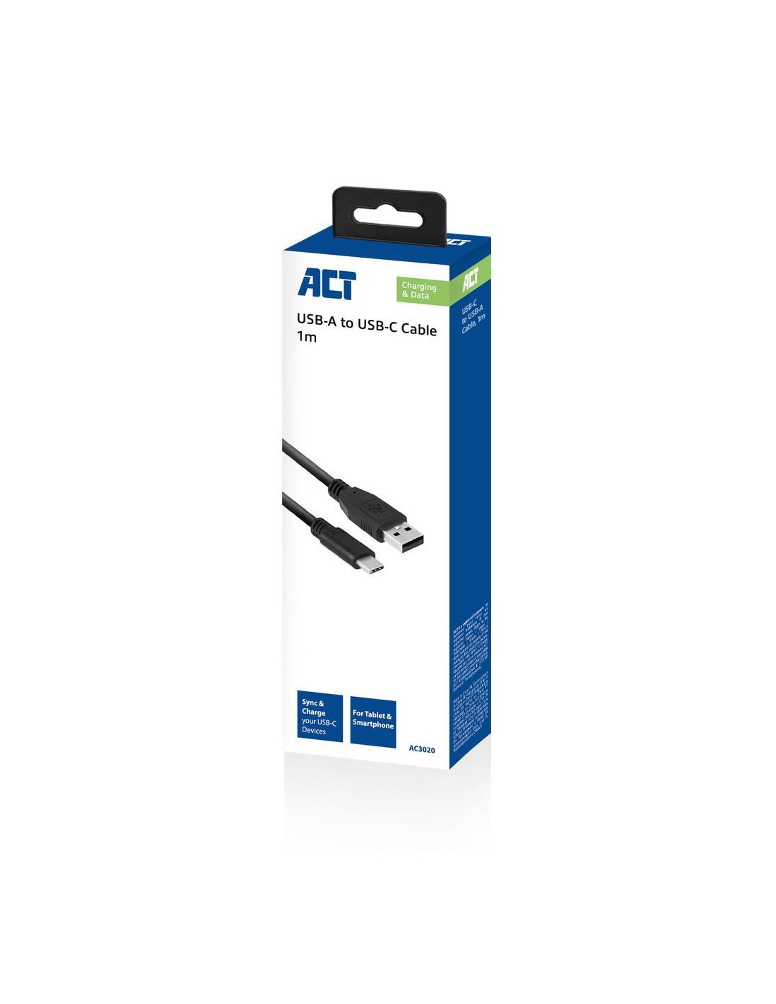 ACT AC3020 | USB 3.2 Gen 1 | USB-A naar USB-C | 1m | Zwart